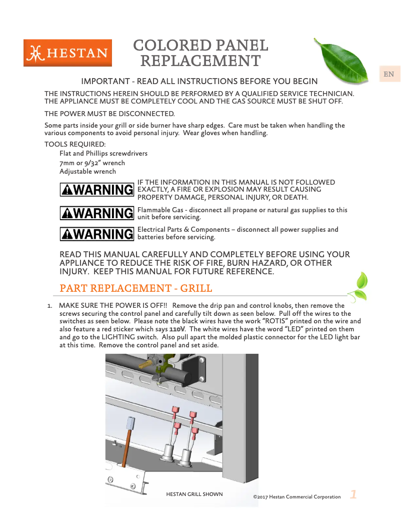 Page 1 de la notice Instructions / montage Hestan AGB122-NG-OR