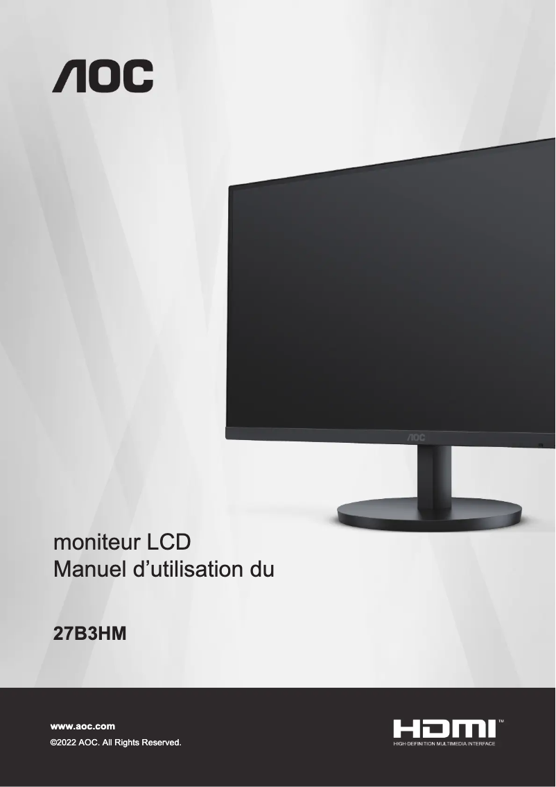 Page 1 de la notice Manuel utilisateur AOC 27B3HM