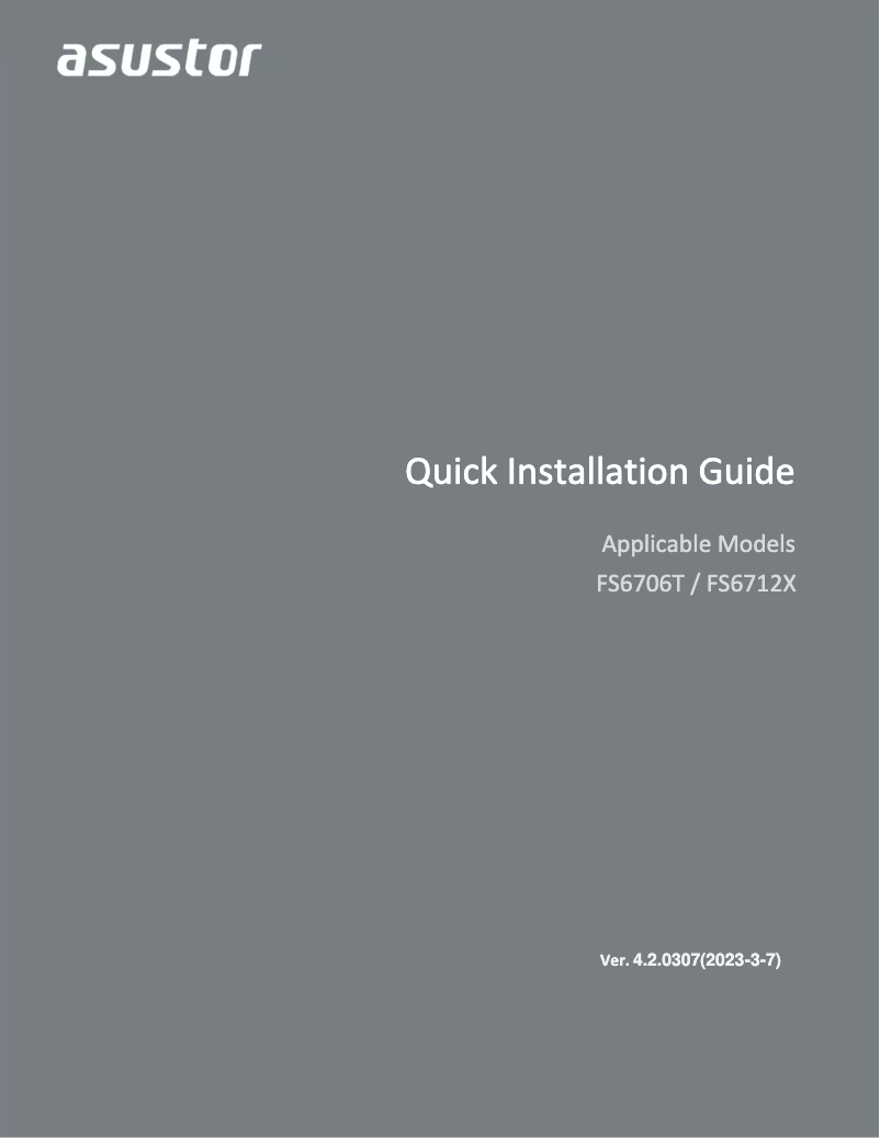 Page 1 de la notice Manuel utilisateur Asustor FS6706T