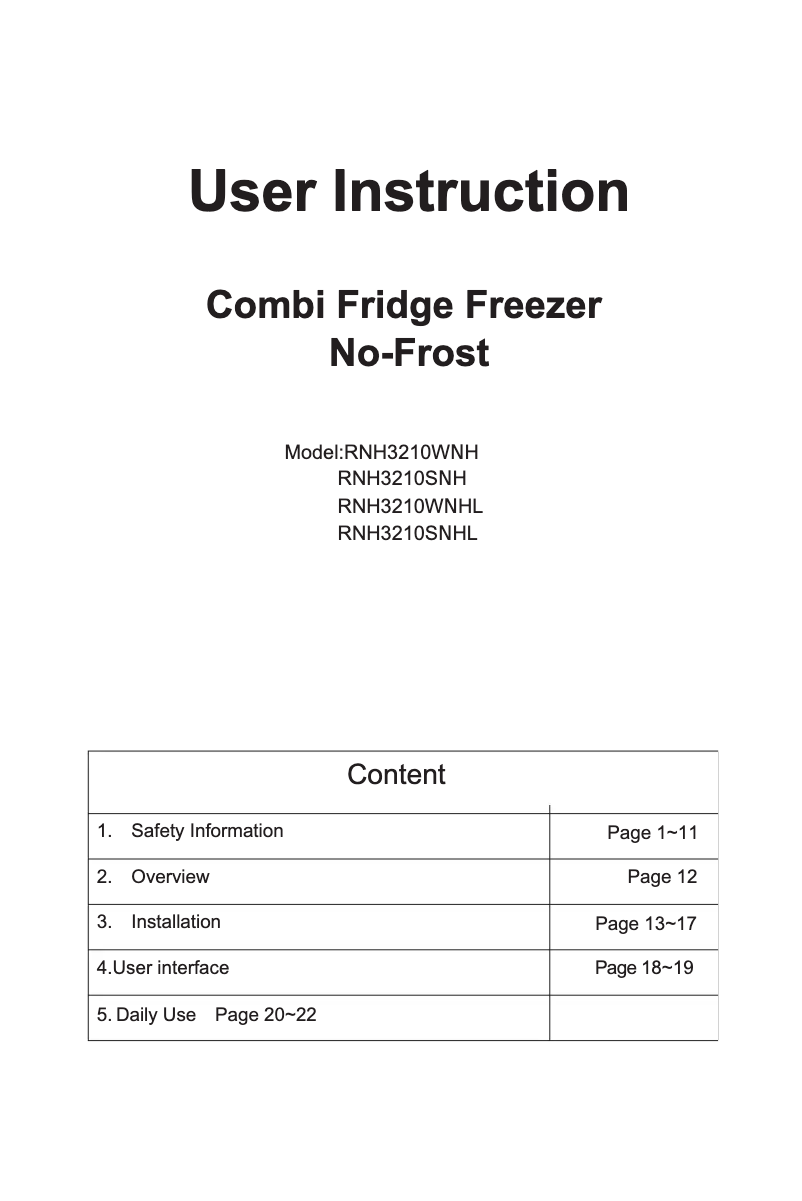 Image de la première page du manuel de l'appareil RNH3210SNH