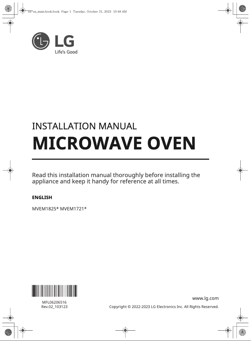 Page n°1 - Guide d'installation LG MVEM1721F