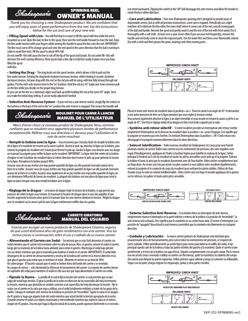 Page 1 de la notice Manuel utilisateur Shakespeare Contender