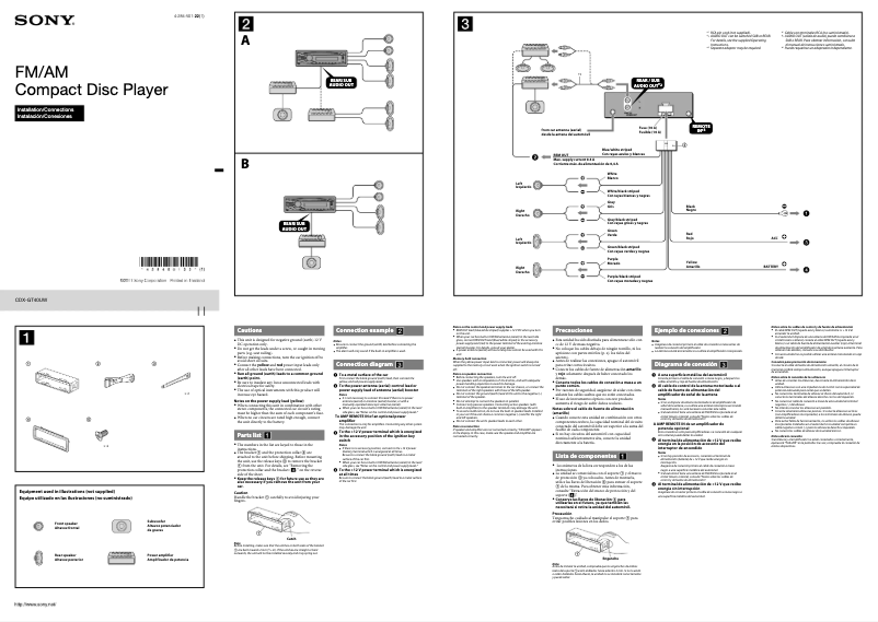 Page n°1 - Guide d'installation Sony CDX-GT40UW