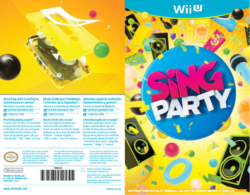 Page 1 of the manual User Manual Nintendo SiNG Party (Wii U)