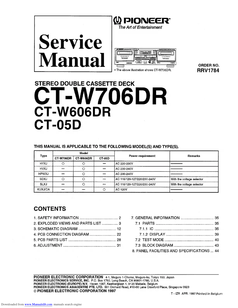 Page n°1 - Manuel utilisateur Pioneer CT-05D