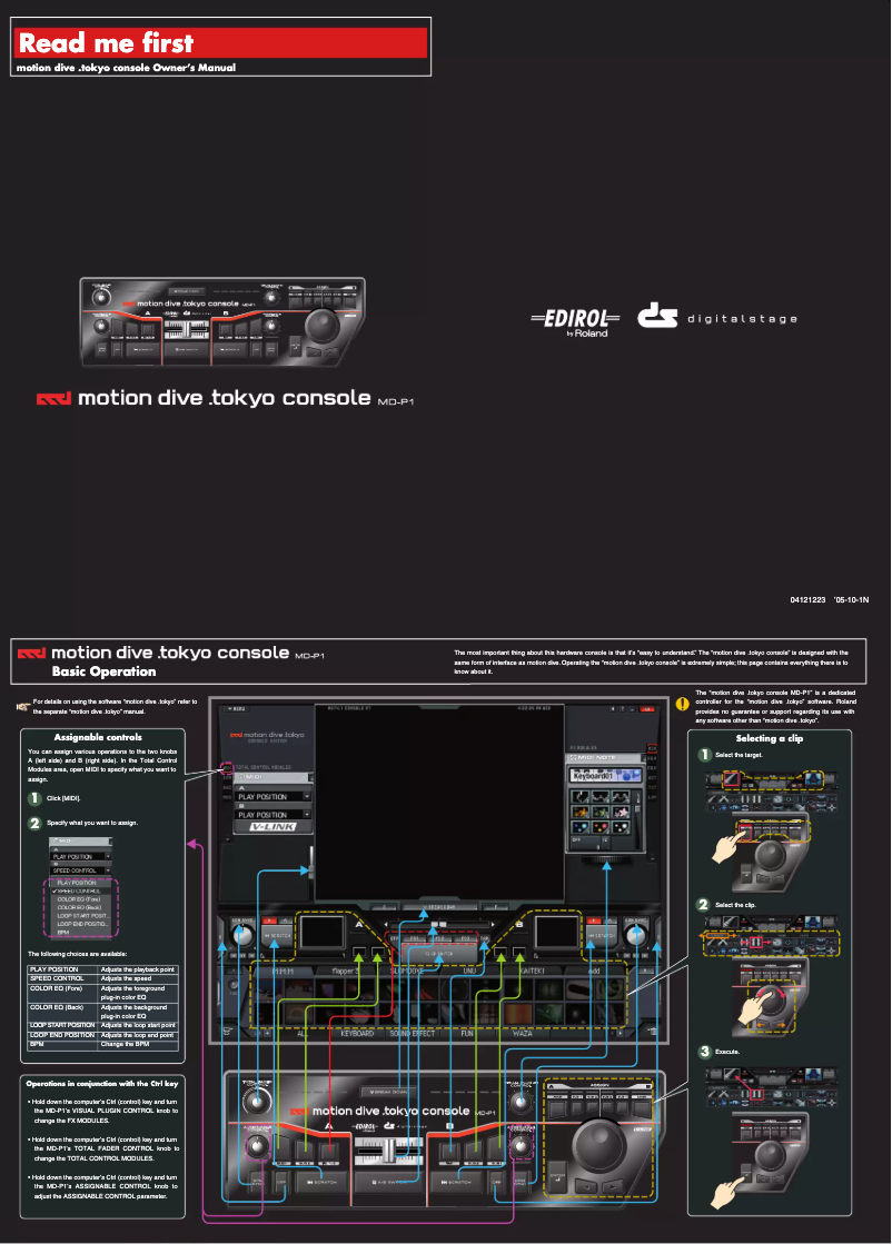 Page 1 de la notice Manuel utilisateur Roland Edirol Motion Dive.tokyo Console MD-P1