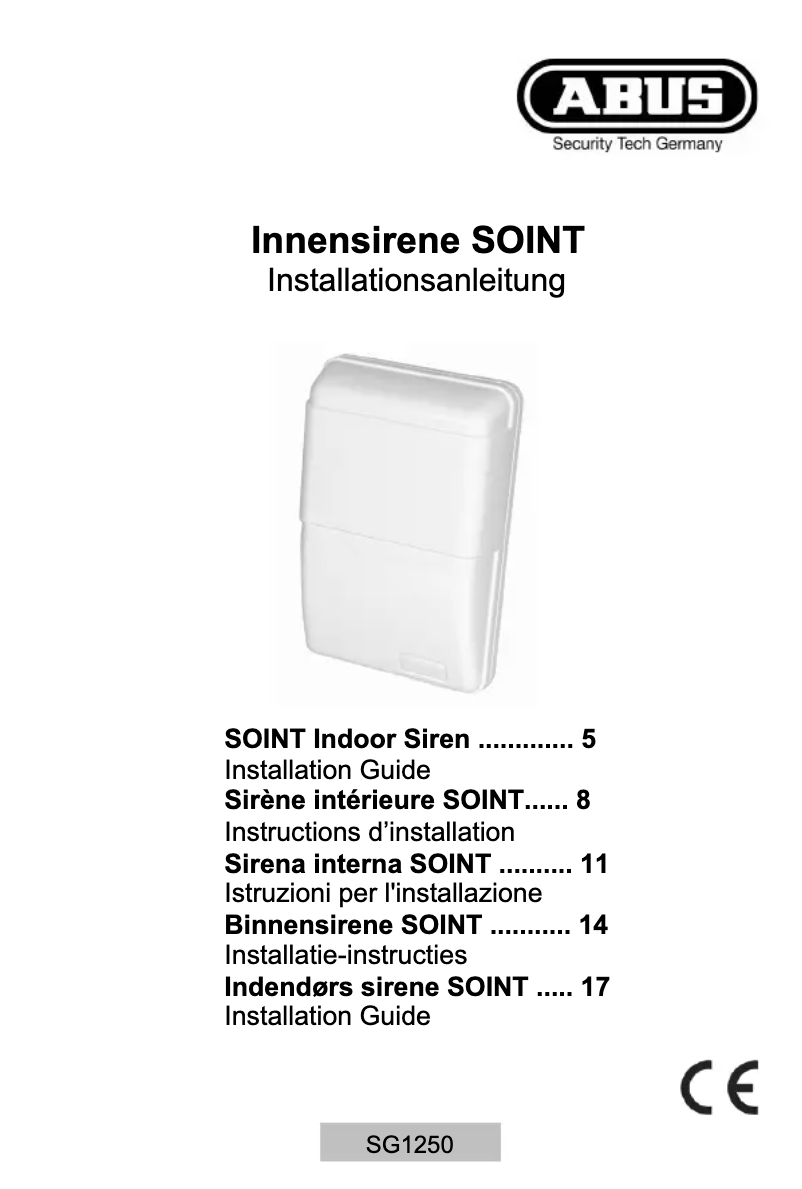 Image de la première page du manuel de l'appareil SG1250