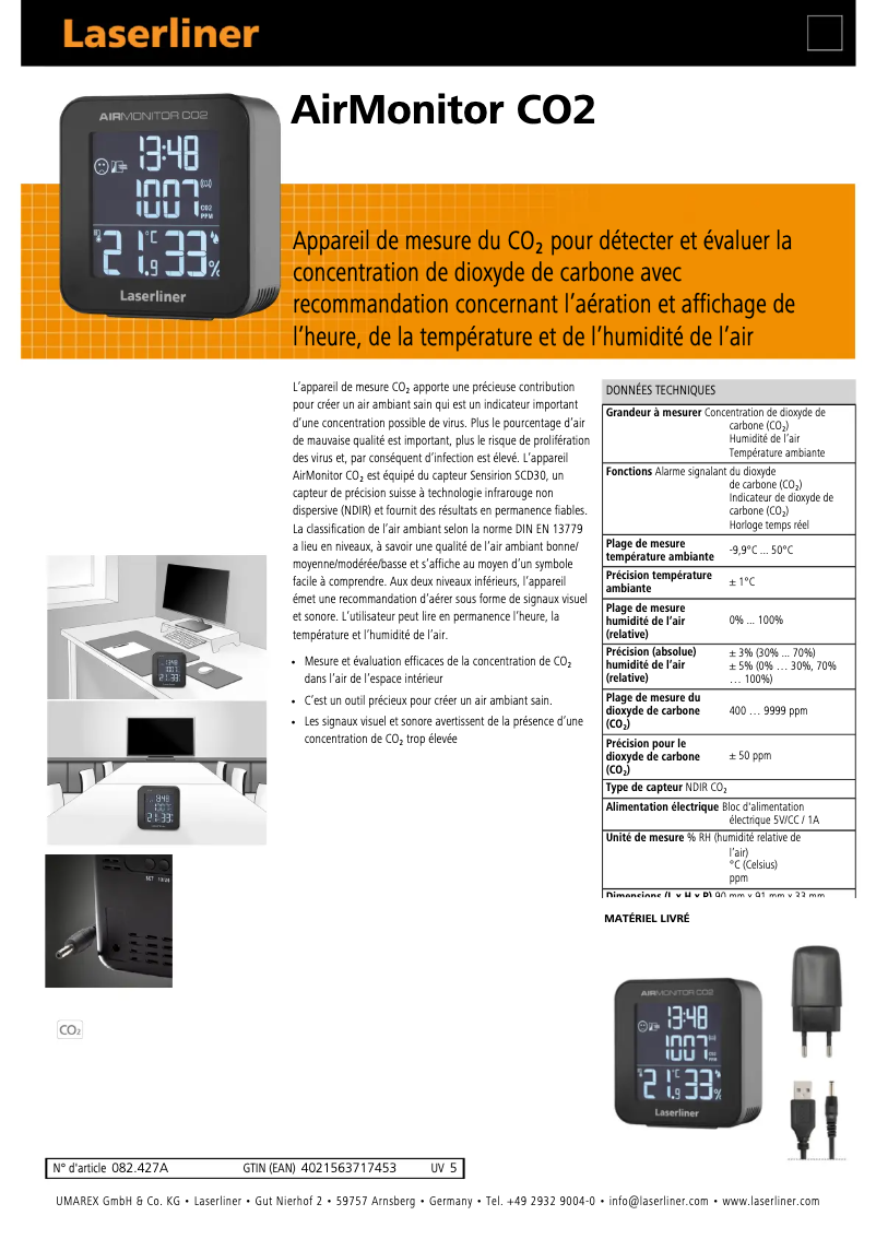 Image de la première page du manuel de l'appareil AirMonitor CO2