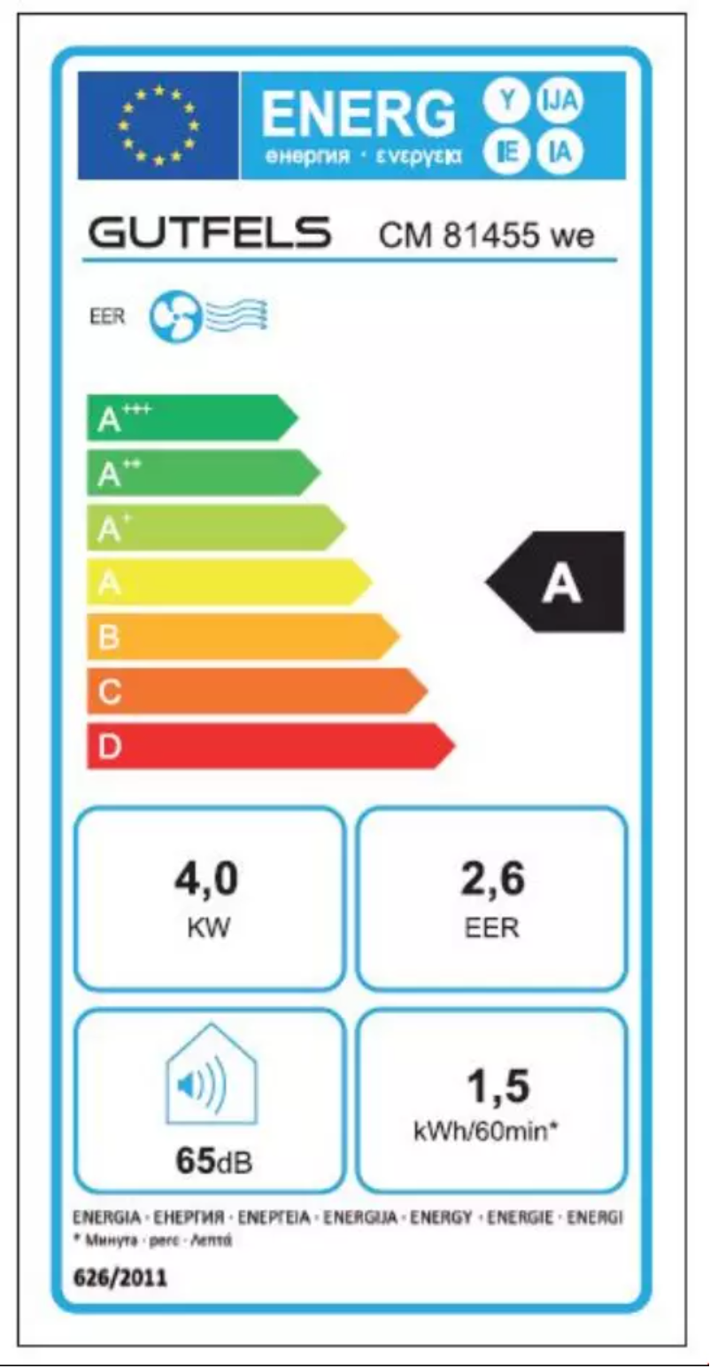 Page n°1 - Label énergétique GUTFELS CM 81455 we