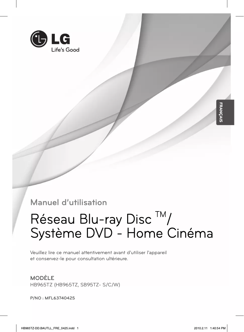 Page n°1 - Manuel utilisateur LG HB965TZ