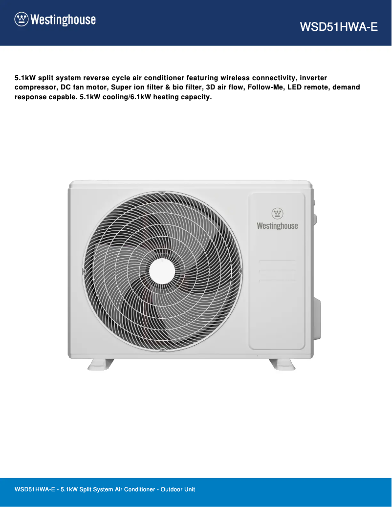 Image de la première page du manuel de l'appareil WSD51HWA-E