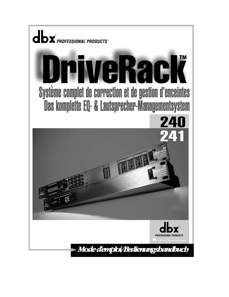 Page n°1 - Manuel utilisateur DBX DriveRack 240