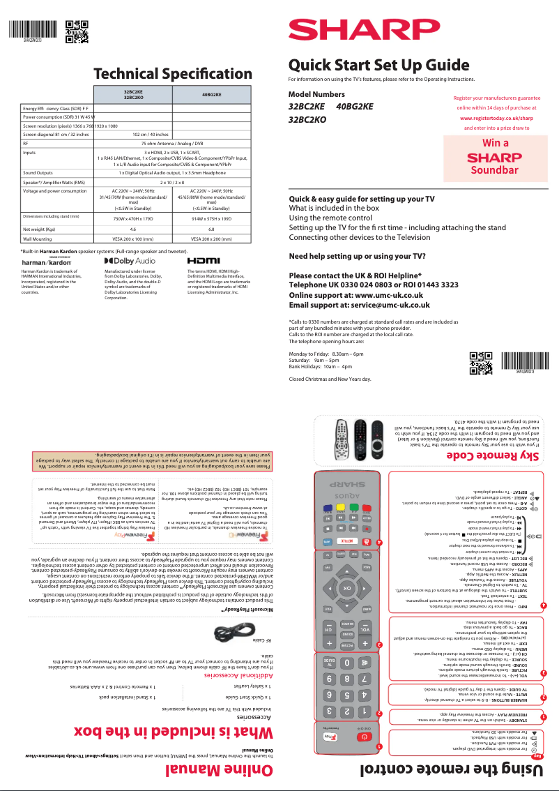 Page n°1 - Guide de démarrage rapide Sharp 32BC2K