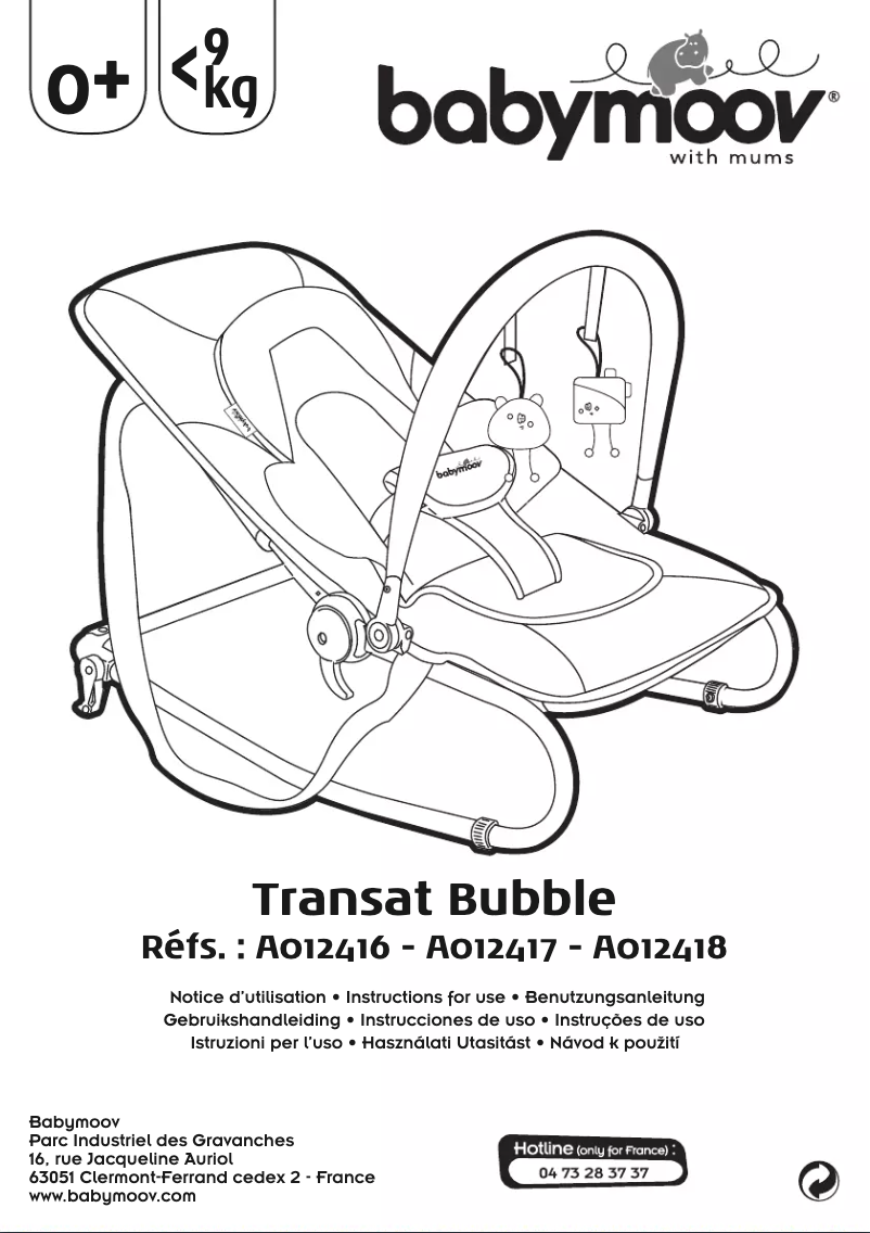 Image de la première page du manuel de l'appareil Transat Bubble