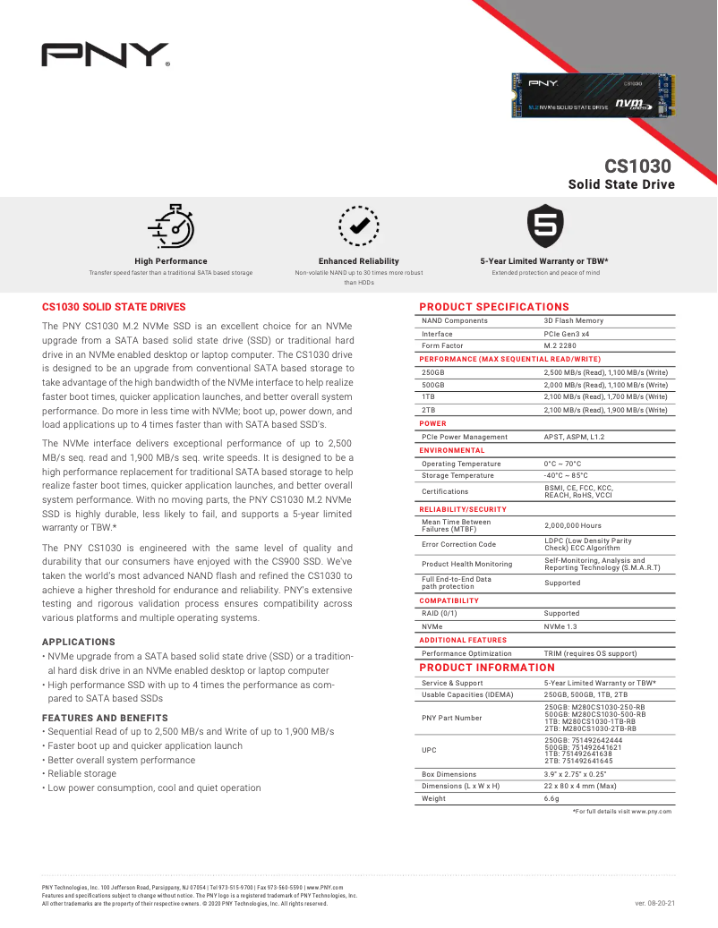 Página 1 del manual Manual de usuario PNY CS1030