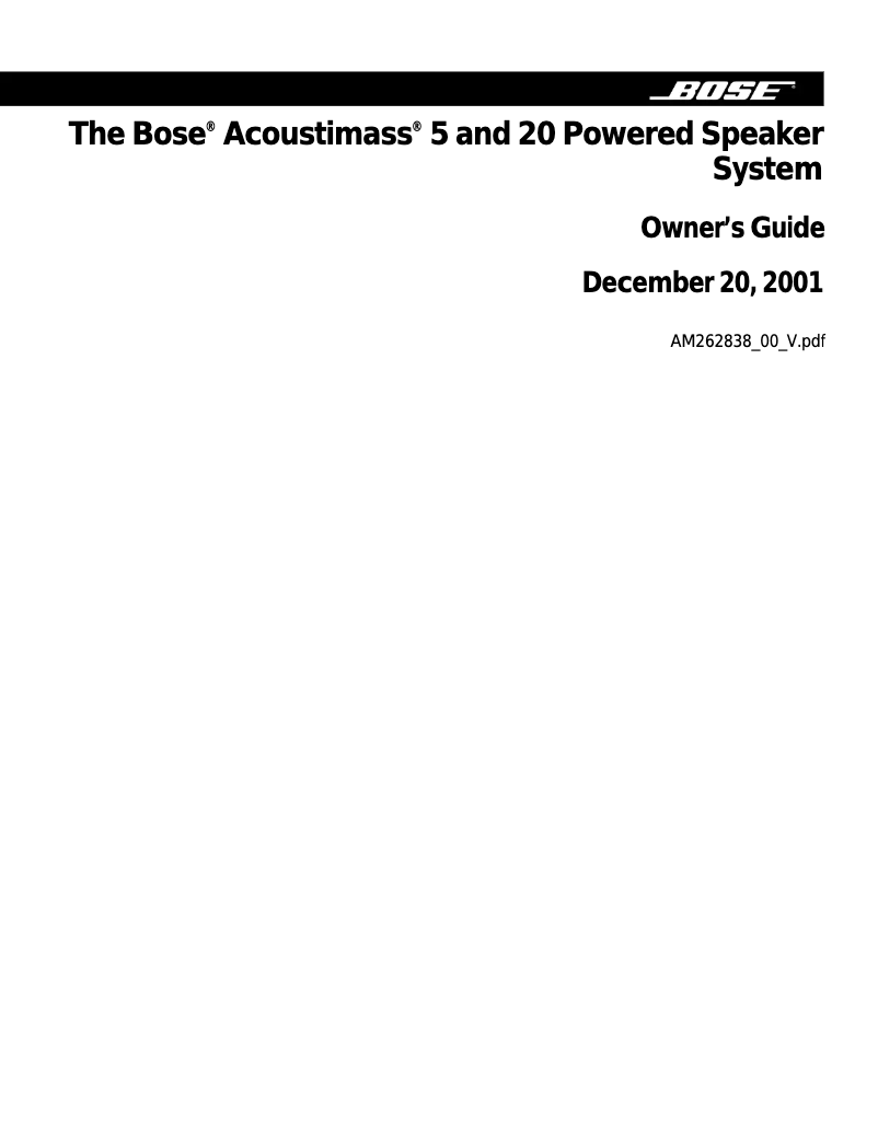 Page 1 de la notice Manuel utilisateur Bose Acoustimass 20