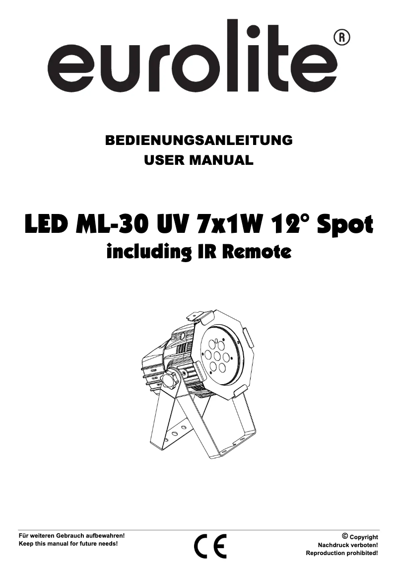 Page 1 de la notice Manuel utilisateur Eurolite LED ML-30 UV