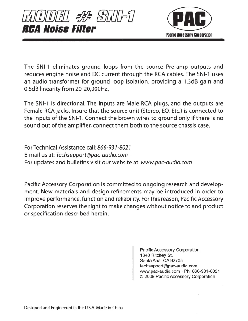 Page 1 de la notice Manuel utilisateur PAC SNI-1