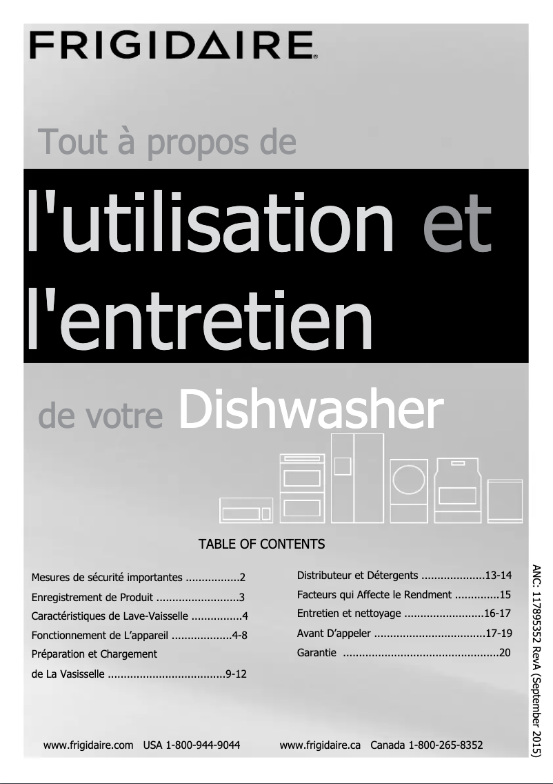 Page 1 de la notice Manuel utilisateur Frigidaire LGID2475QF