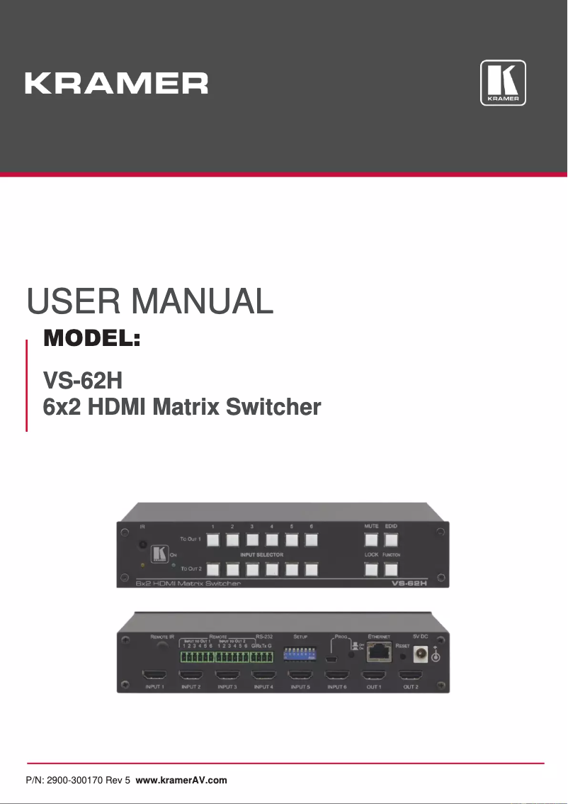 Page n°1 - Manuel utilisateur Kramer VS-62H