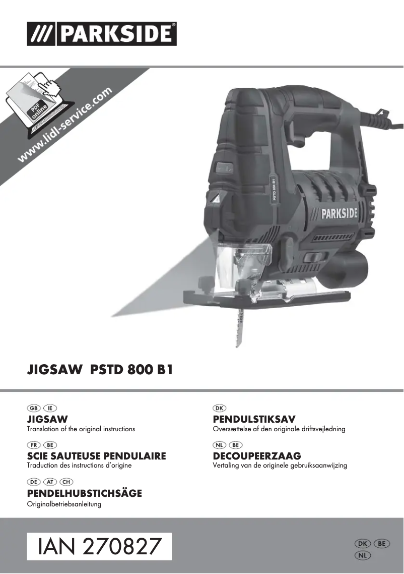 Page 1 de la notice Manuel utilisateur Parkside PSTD 800 B1