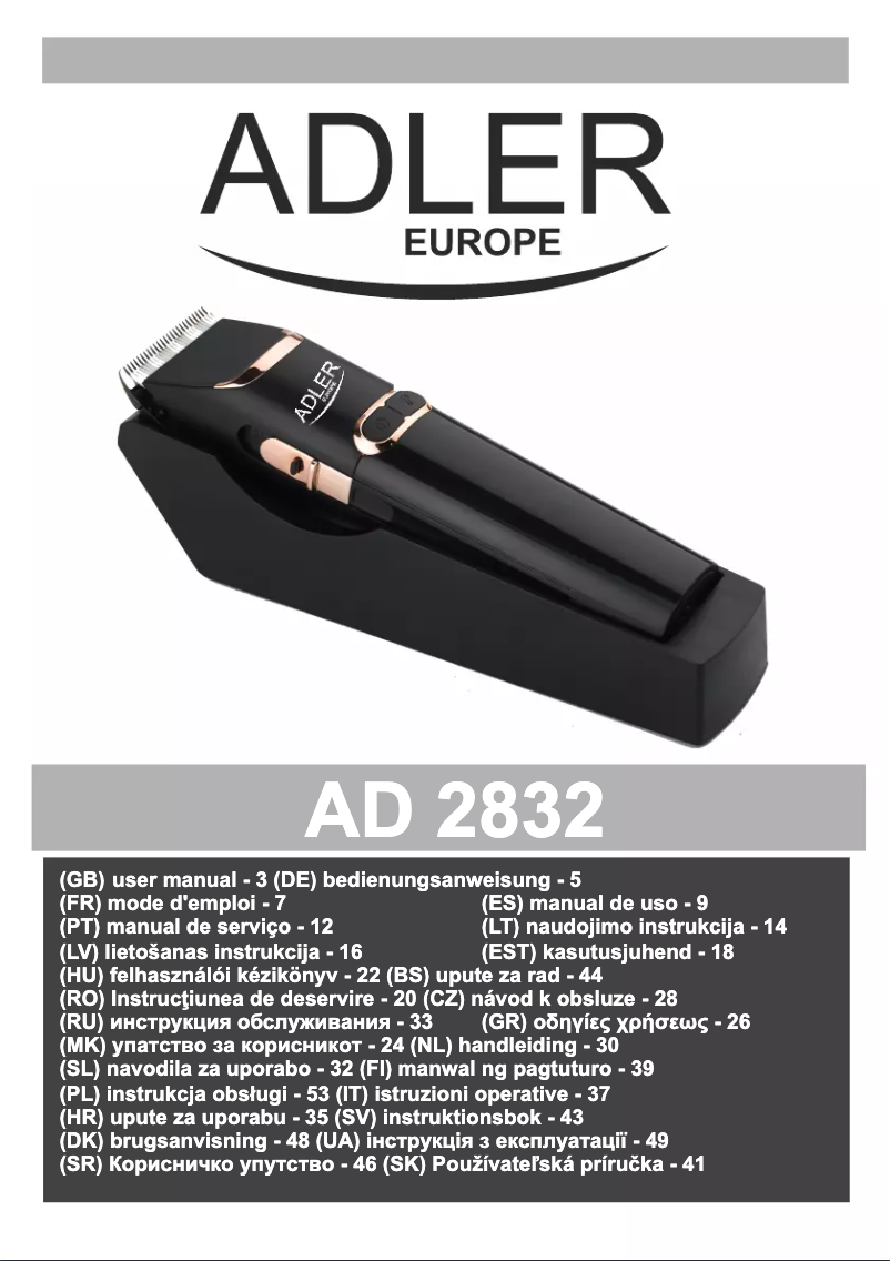Page 1 de la notice Manuel utilisateur Adler AD 2832