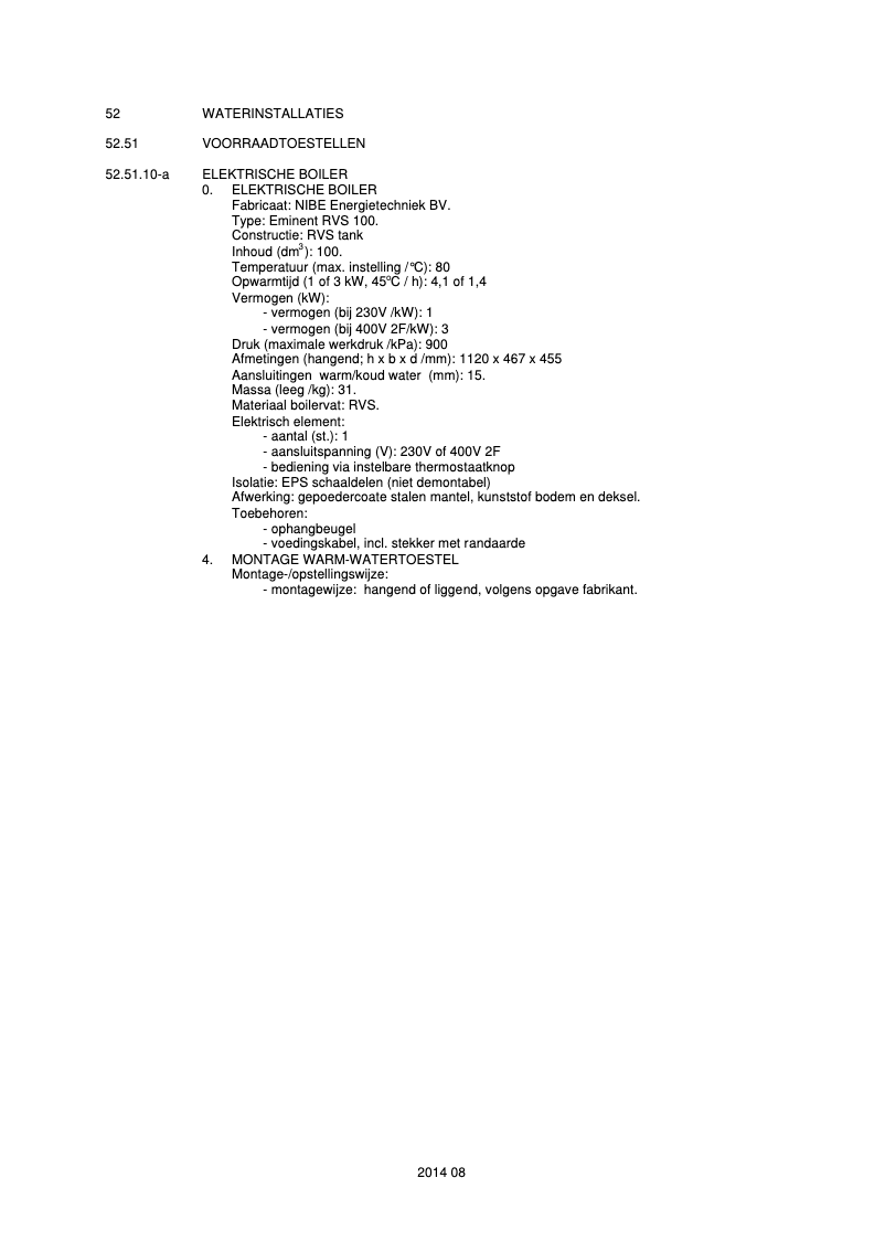 Page n°1 - Fiche technique Nibe Eminent 55 R
