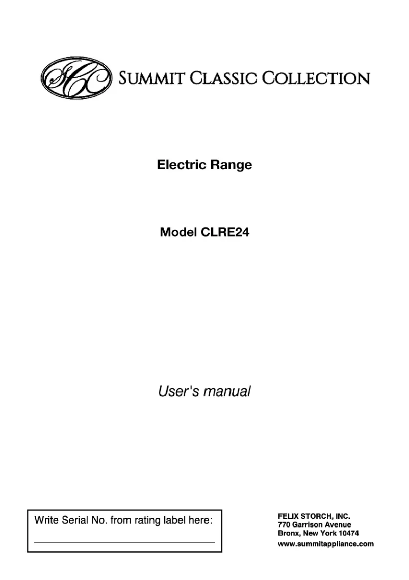 Page n°1 - Manuel utilisateur Summit CLRE24
