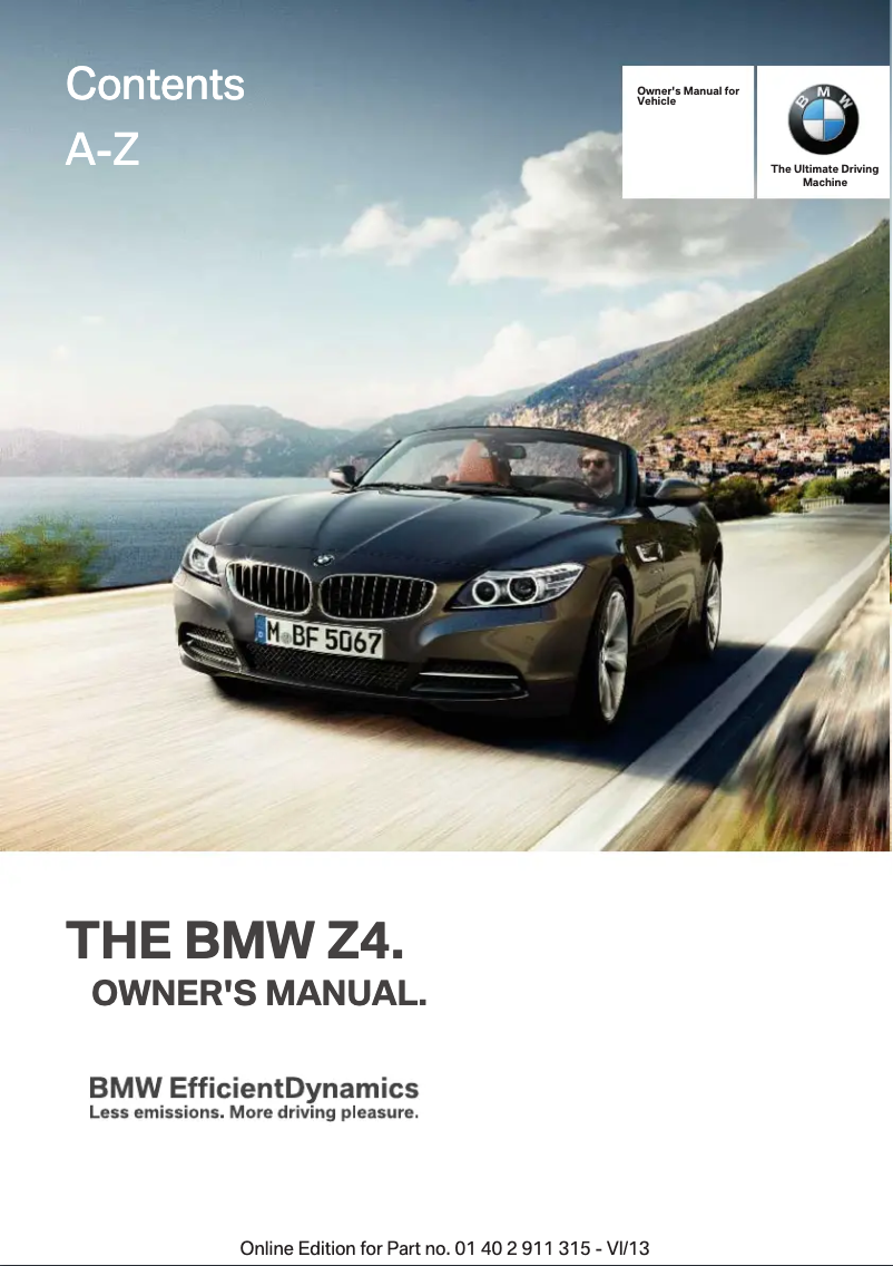 Page 1 de la notice Manuel utilisateur BMW Z4 sDrive35i (2014)