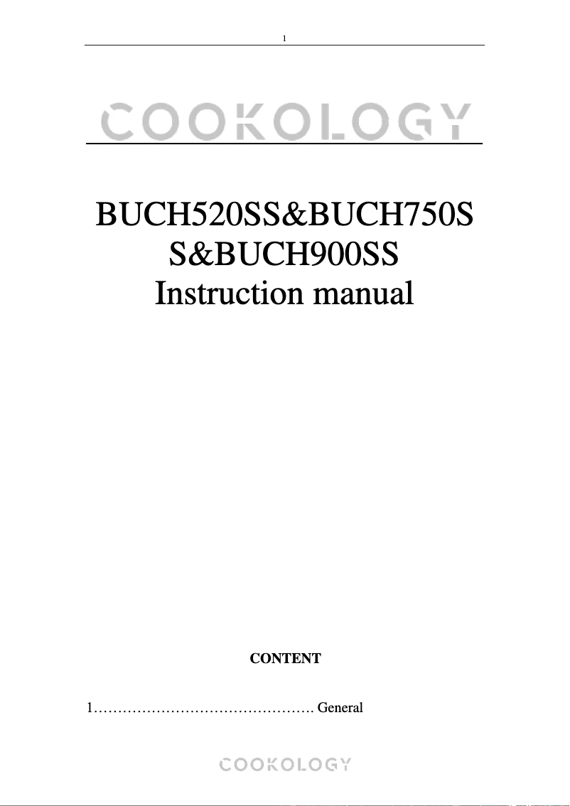 Page n°1 - Manuel utilisateur Cookology BUCH750SS