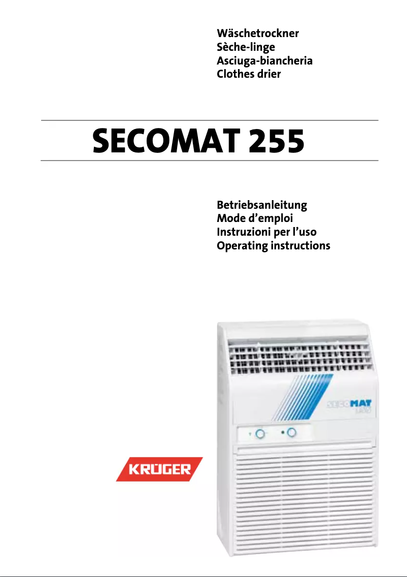 Page 1 de la notice Manuel utilisateur Krüger Secomat 255