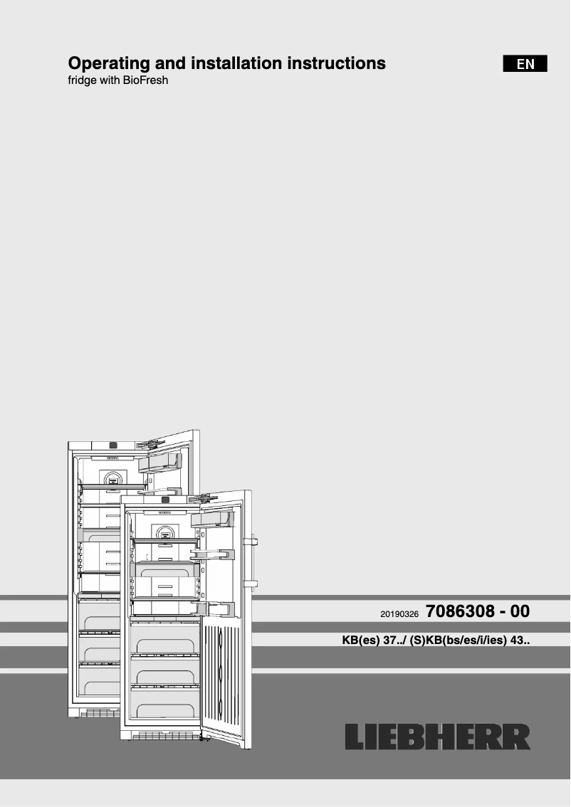 Page 1 de la notice Manuel utilisateur Liebherr KBies 4350 Premium BioFresh