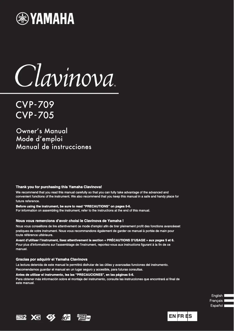 Page 1 de la notice Manuel utilisateur Yamaha CVP-705