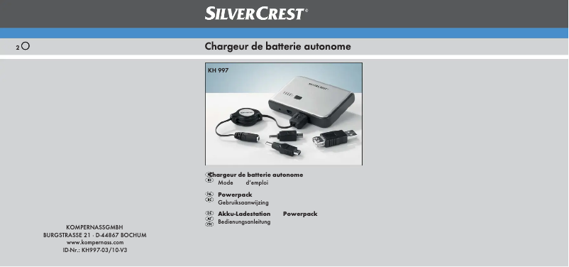 Page 1 de la notice Manuel utilisateur SilverCrest KH 997