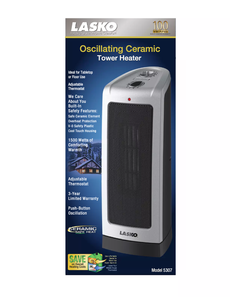 Page 1 de la notice Fiche technique Lasko 5307