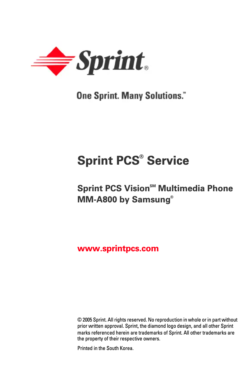 Image de la première page du manuel de l'appareil SPH-A800