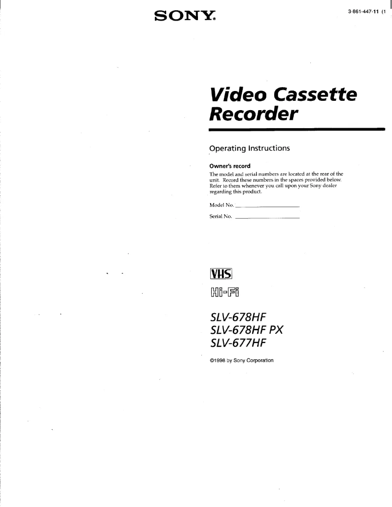 Page 1 de la notice Manuel utilisateur Sony SLV-678HF