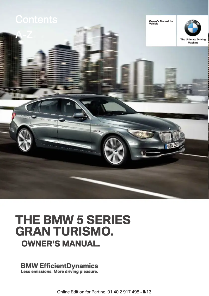 Page 1 de la notice Manuel utilisateur BMW 550i Gran Turismo (2013)