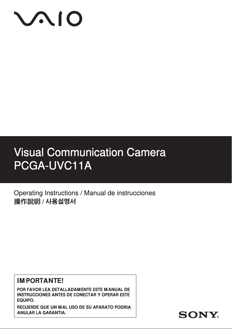 Page 1 de la notice Manuel utilisateur Sony PCGA-UVC11