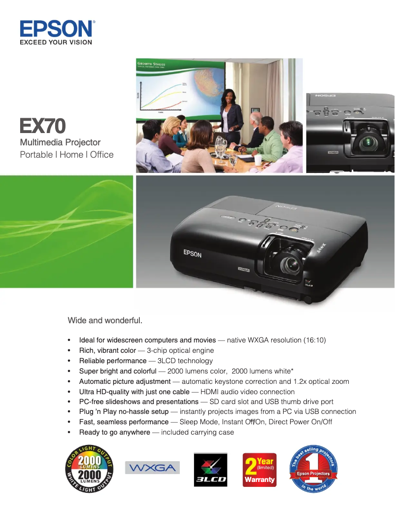 Page 1 de la notice Brochure Epson EX70