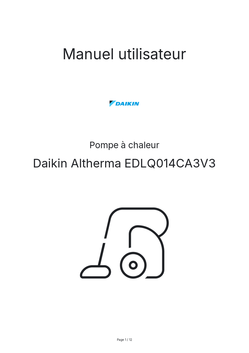 Page n°1 - Manuel utilisateur Daikin Altherma EDLQ014CA3V3