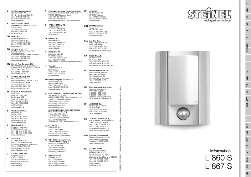 Image de la première page du manuel de l'appareil L 867 S