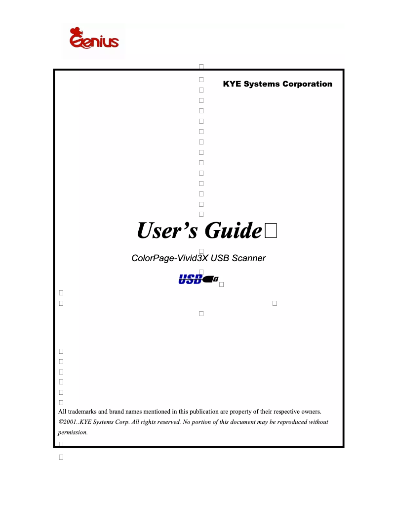 Page 1 de la notice Manuel utilisateur Genius ColorPage Vivid3X USB Scanner