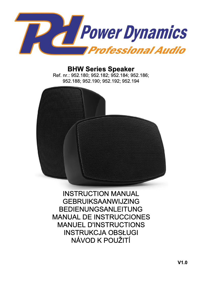 Page n°1 - Manuel utilisateur Power Dynamics BHW50BK