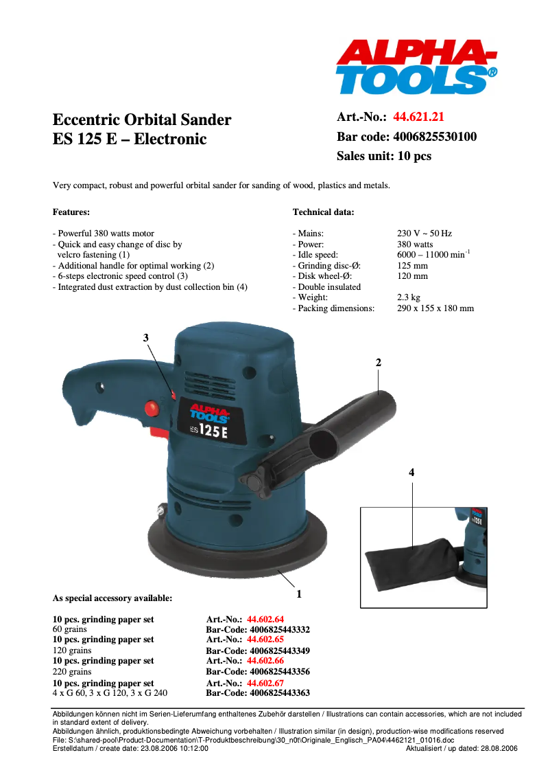 Imagen de la primera página del manual del dispositivo ES 125 E