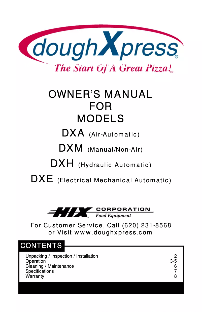 Page 1 de la notice Manuel utilisateur DoughXpress DXM-W