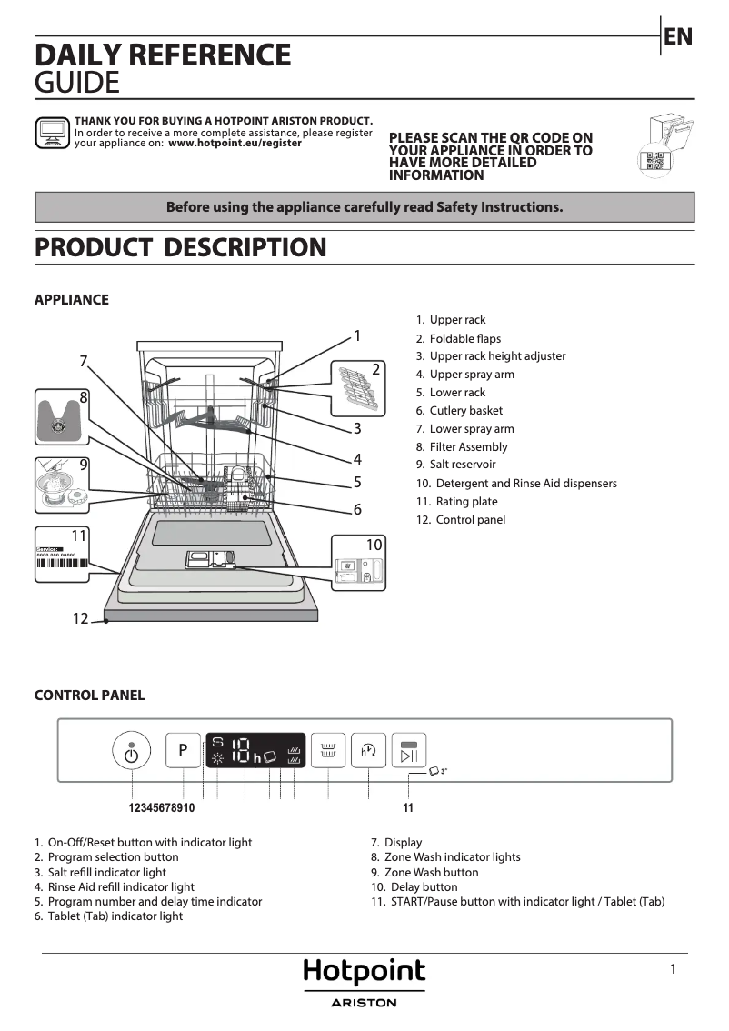 Page n°1 - Manuel utilisateur Hotpoint HIC 3C34