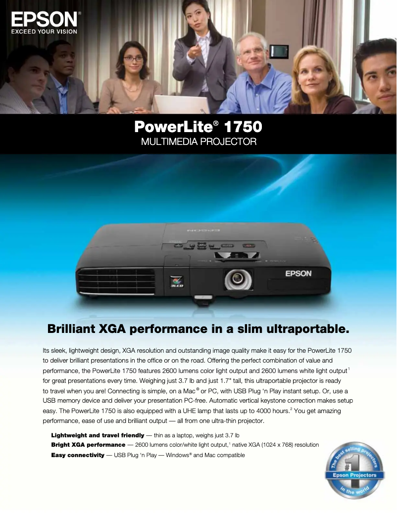 Page 1 de la notice Brochure Epson PowerLite 1750