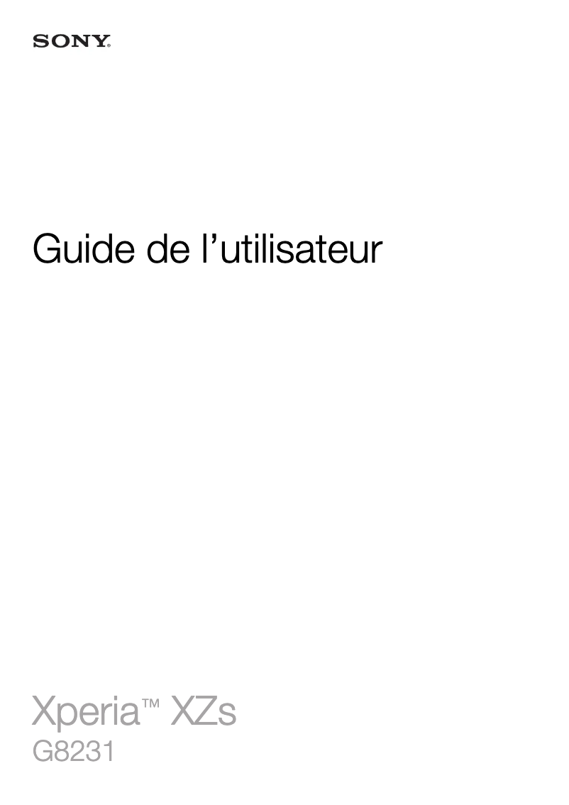 Page 1 de la notice Manuel utilisateur Sony Xperia XZs