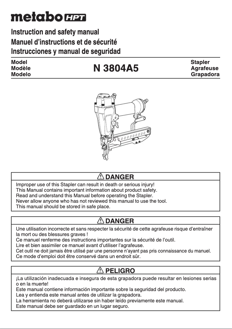 Image de la première page du manuel de l'appareil N3804A5